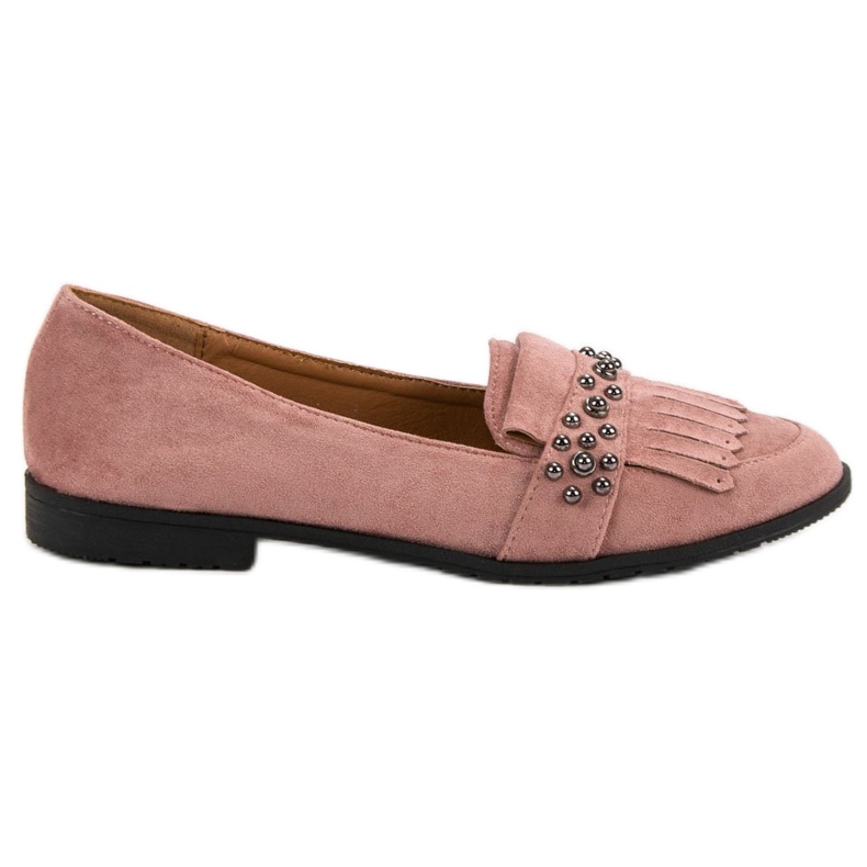 Laura Mode Puderloafer mit Strasssteinen rosa