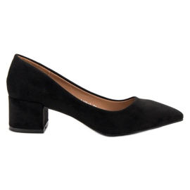 Diamantique Wildleder-Pumps auf flachem Absatz schwarz