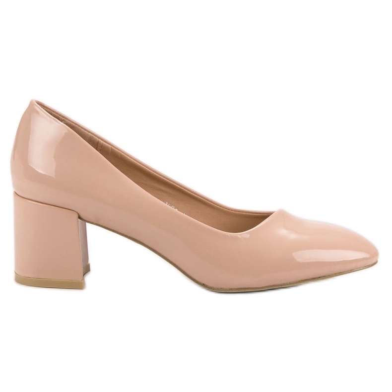 Diamantique Lackierte Pumps auf einer Säule beige