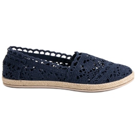 Sweet Shoes Marineblaue Espadrilles aus Spitze navy blau