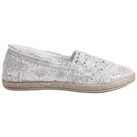 Sweet Shoes Silberne Espadrilles mit Spitze grau