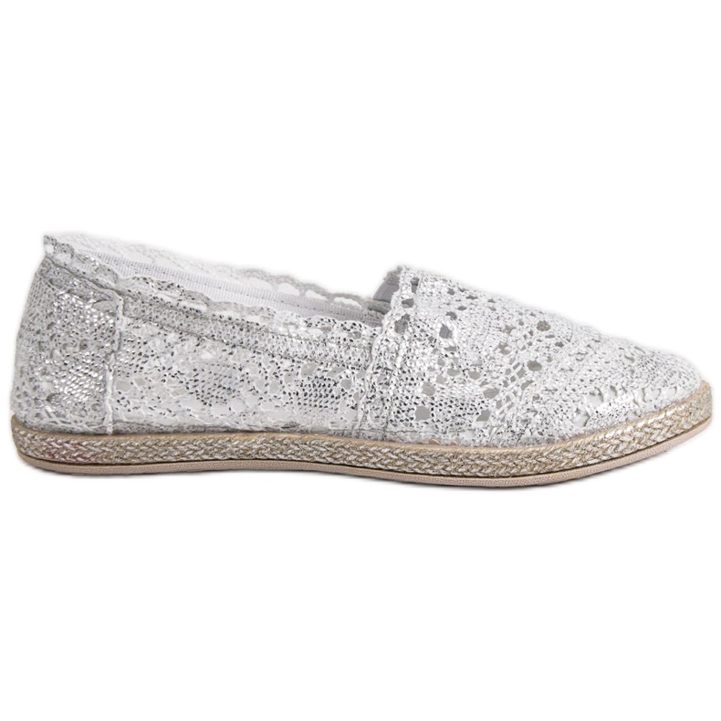 Sweet Shoes Silberne Espadrilles mit Spitze grau