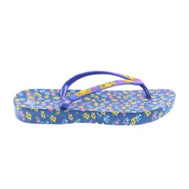 Atletico Damen Flip-Flops mit Blumen lila blau gelb rosa