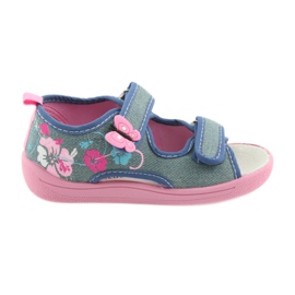American Club Kinderschuhe Hausschuhe Sandalen Amerikanischer Ledereinsatz 37/19 blau rosa