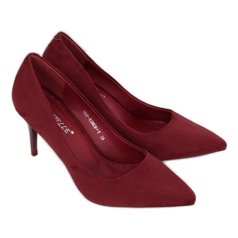 Kastanienbraune Wildleder Stilettos 100-828ES-1 Wine mehrfarbig rot