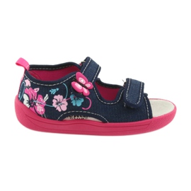 American Club Kinderschuhe Hausschuhe Sandalen Amerikanischer Ledereinsatz 37/19 blau rosa navy blau