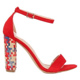 Rote Sandalen mit hohen Absätzen 708-24 Rot mehrfarbig