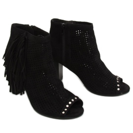 Schwarz AF-9 Schwarze Stiefel mit offener Spitze
