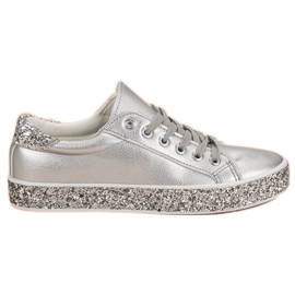 Sneakers mit Glitzersohle grau