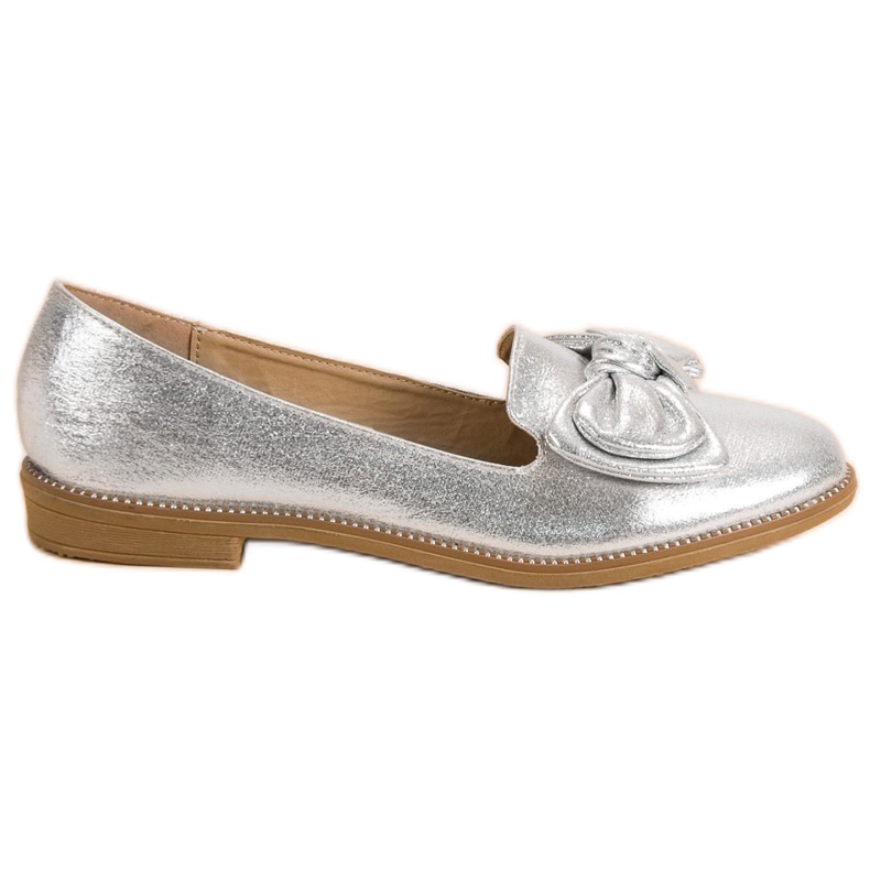 Forever Folie Silberne Ballerina mit Schleife grau