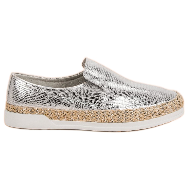 Filippo Silberne Espadrilles aus Leder grau