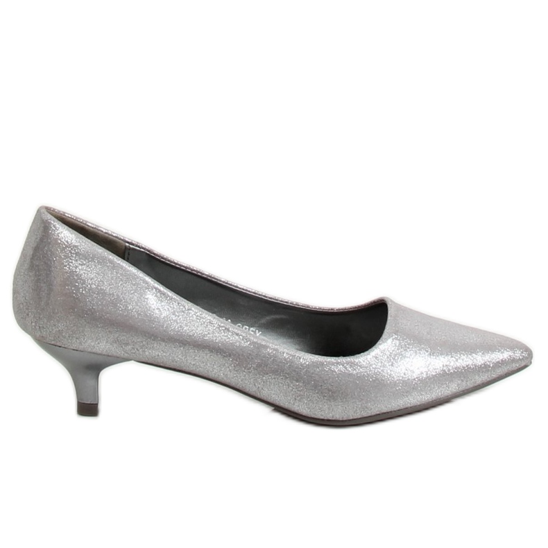 Pumps auf niedrigem Absatz silber B-36 Grau