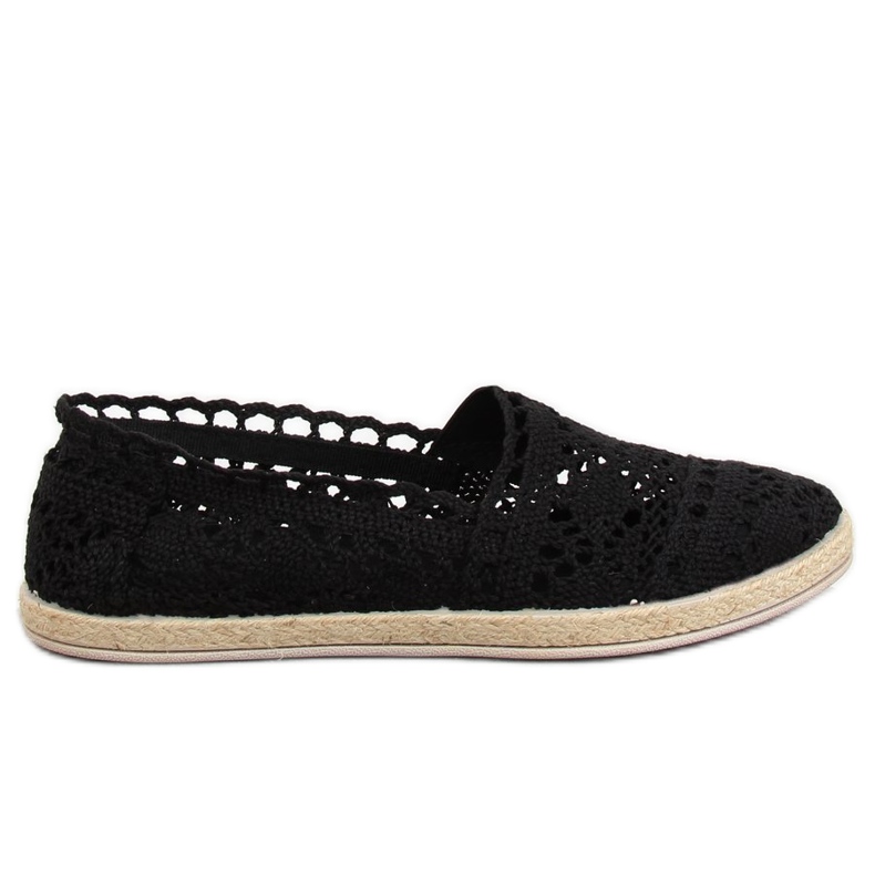 Schwarze Espadrilles aus Spitze JX1020 Schwarz
