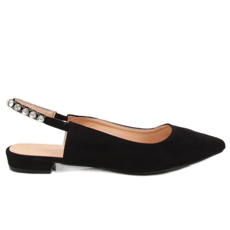 Schwarz LS5028 Schwarze Ballerinas mit offenen Absätzen