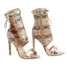 Schlangenhaut beige JR-041 Nude Stiefel braun mehrfarbig