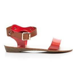 Best Shoes Zweifarbige flache Sandalen rot