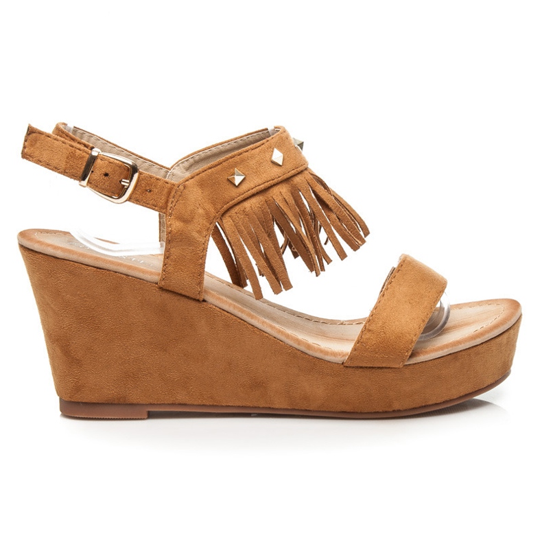 Bestelle Rocksandalen mit Fransen braun