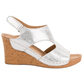 Filippo Silberne Keilsandalen grau