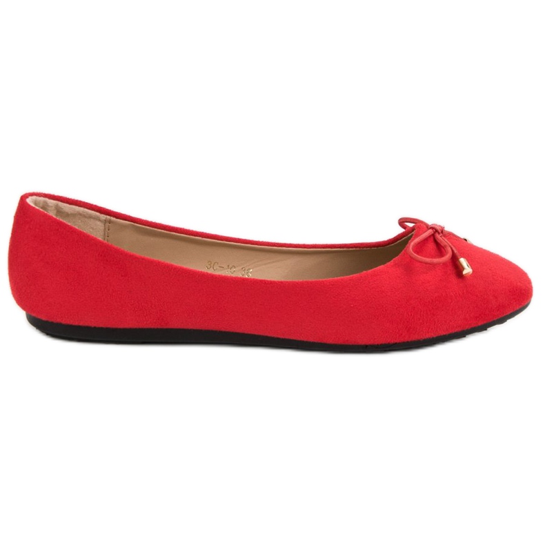 Ballerinas aus Wildleder mit Schleife rot