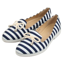 Slip-On in Weiß und Marineblau gestreift H8-105 DK.BLUE