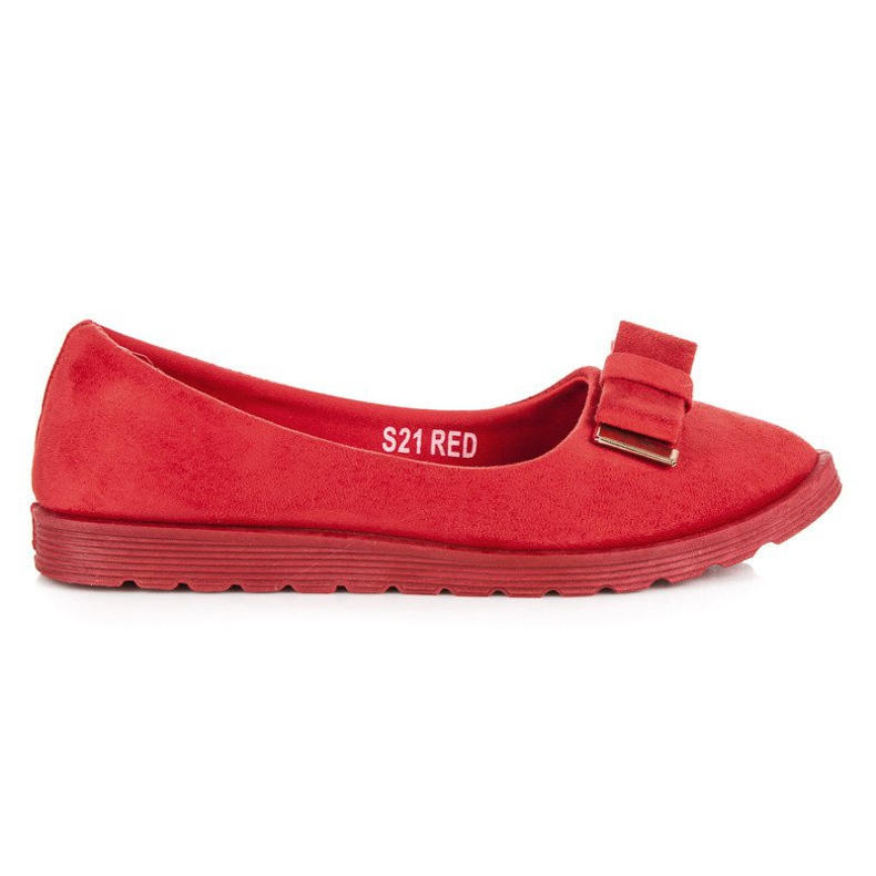 Ballerinas aus Wildleder mit Schleife rot