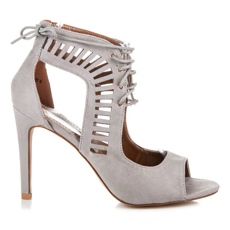 Queen Bee Gebundene Wildledersandalen grau