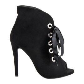 Bestelle Gebundene Stiefel mit offener Zehenpartie schwarz