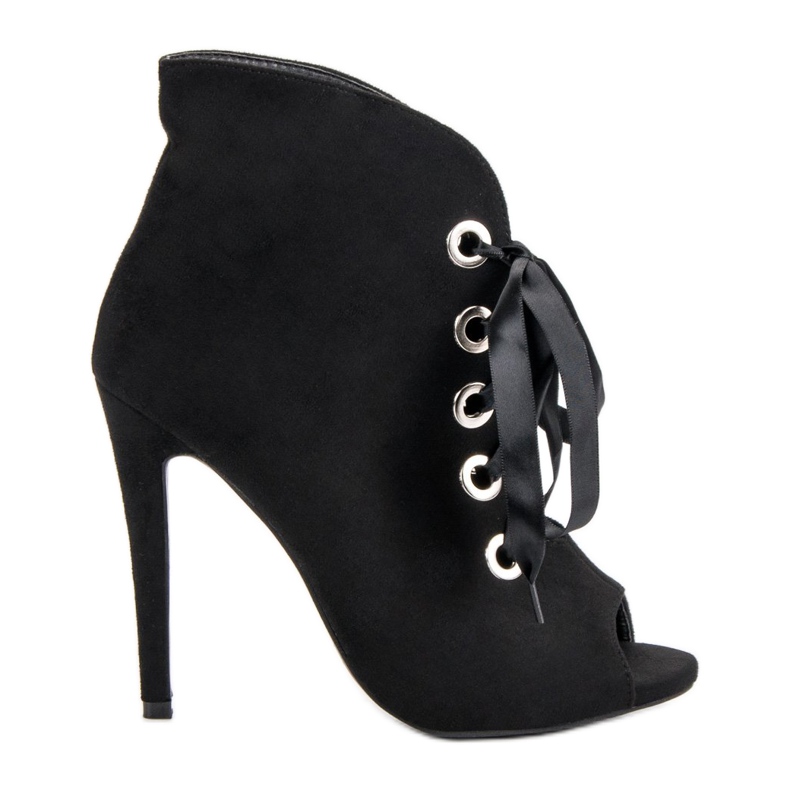 Bestelle Gebundene Stiefel mit offener Zehenpartie schwarz