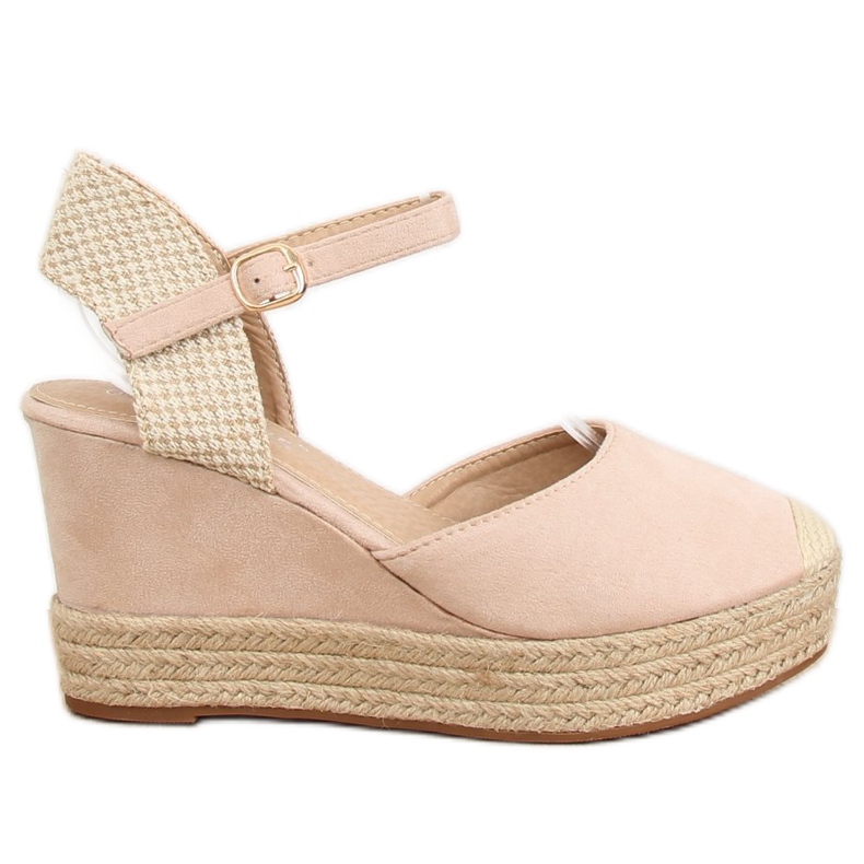 Espadrilles auf Keilabsatz beige und pink T331P Beige