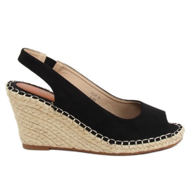 Schwarze Espadrilles auf Keilabsatz YY29P Schwarz