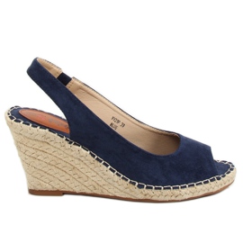 YY29P Blaue Espadrilles auf Keilabsatz marineblau