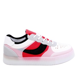 Rote Sneakers mit Creepers LA51P Rot weiß
