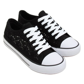 Schwarze Spitzenturnschuhe NB282P Schwarz