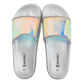 Hausschuhe benzinfarbe silber CK80P Silver grau