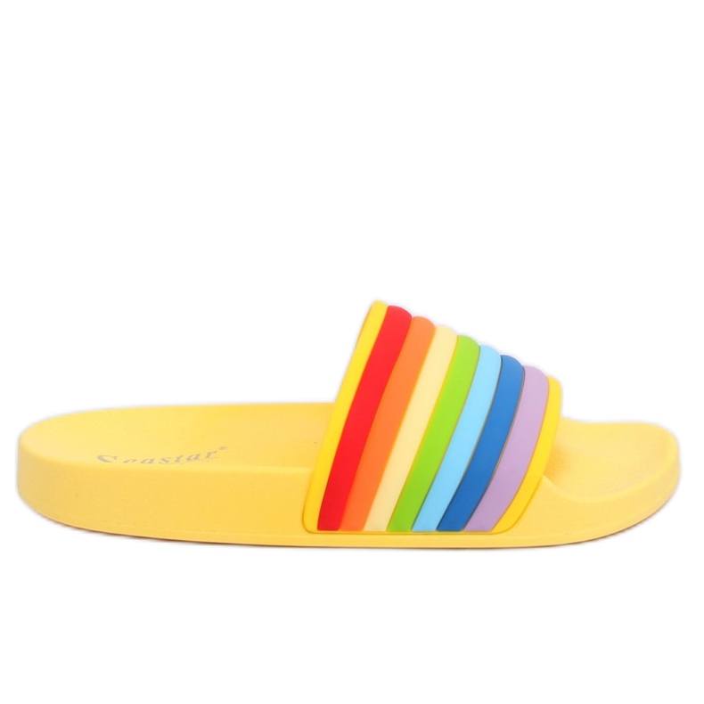 Gelbe Regenbogen-Hausschuhe T325P Gelb mehrfarbig