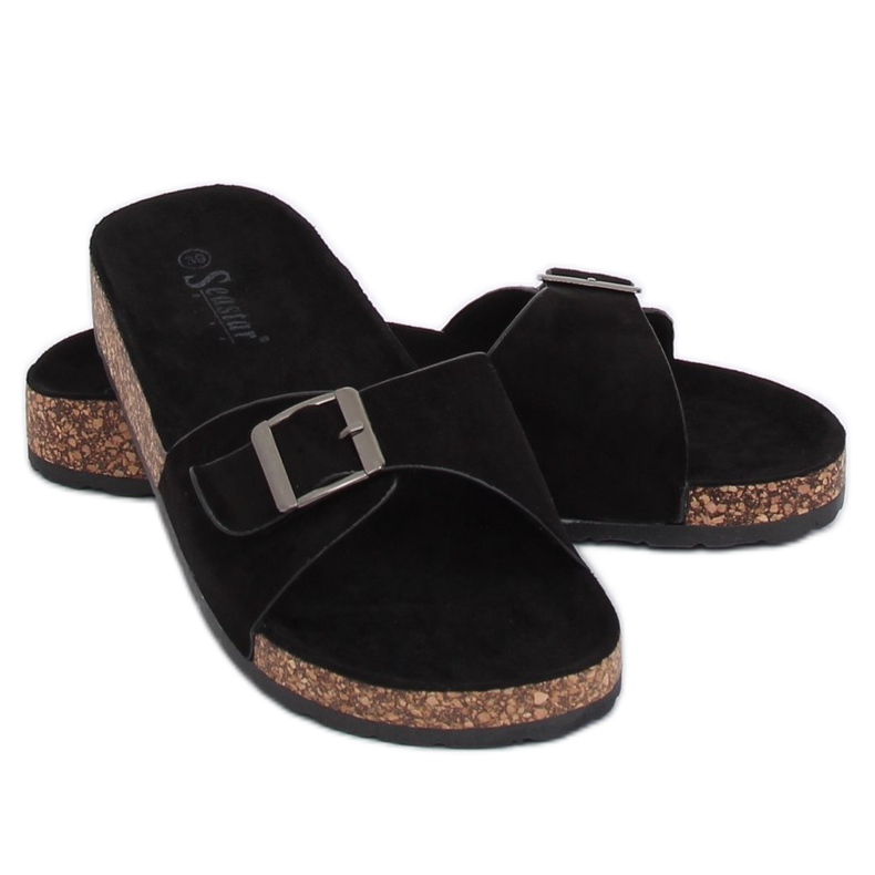 Schwarzes Wildleder CK61P Schwarze Hausschuhe