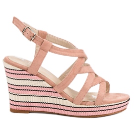 Kerline Modische Keilsandalen rosa