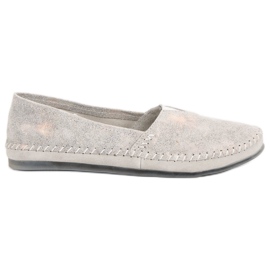 Silberne Slip-On-Sneakers aus Leder grau