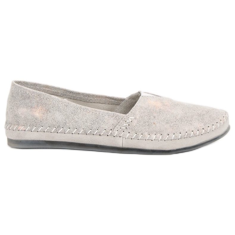 Silberne Slip-On-Sneakers aus Leder grau