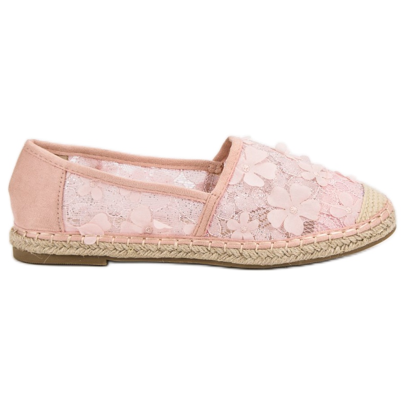 Nio Nio Spitzen-Espadrilles in Blumen rosa
