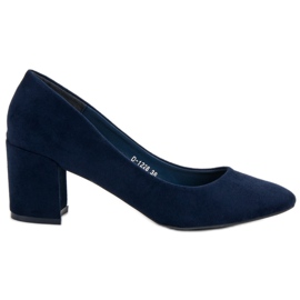 Ideal Shoes Marineblaue Pumps auf einer Säule