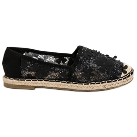 Nio Nio Spitzen-Espadrilles in Blumen schwarz