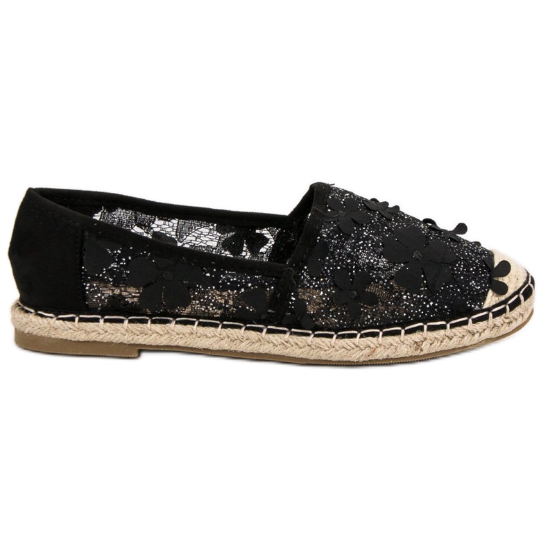 Nio Nio Spitzen-Espadrilles in Blumen schwarz