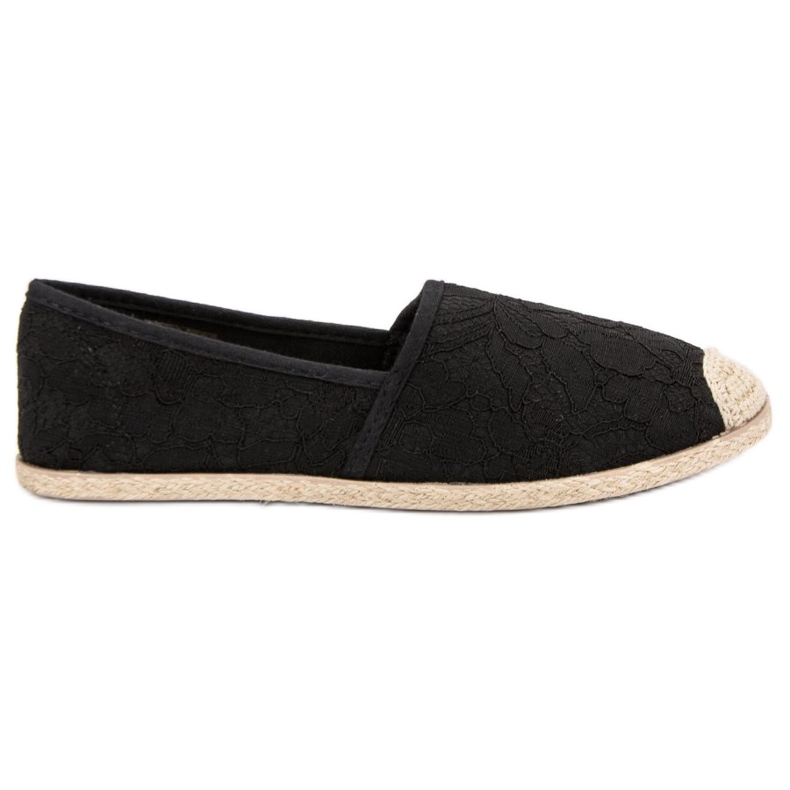Schwarze Espadrilles aus Spitze