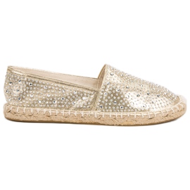 Goldene Espadrilles mit Kristallen