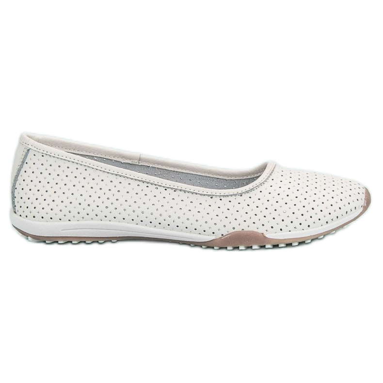 Filippo Durchbrochene Lederballerinas weiß