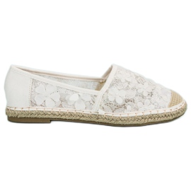 Nio Nio Spitzen-Espadrilles in Blumen weiß