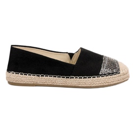 Small Swan Wildleder-Espadrilles mit Kristallen schwarz