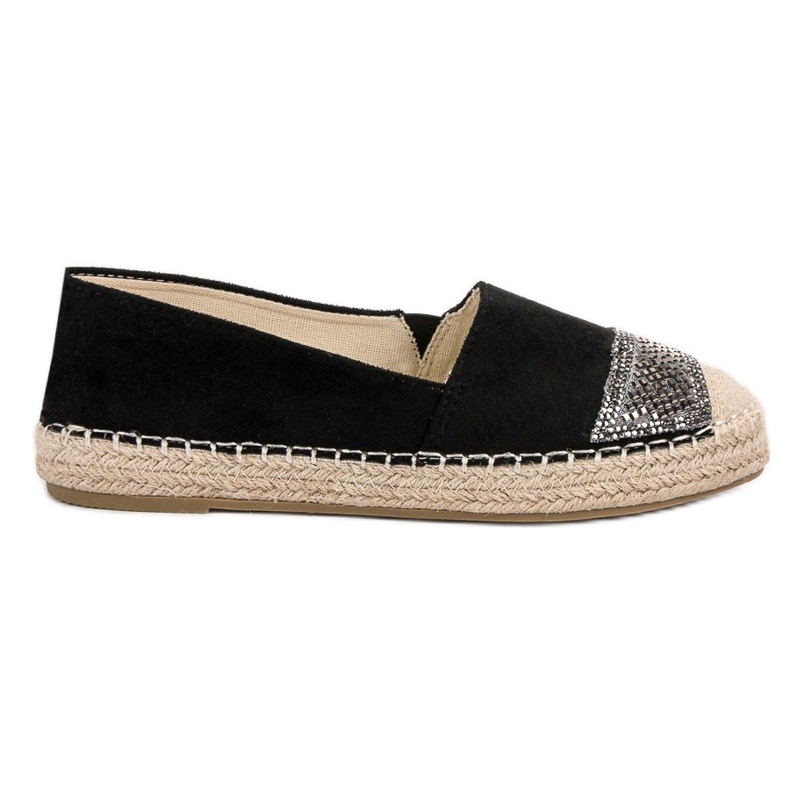 Small Swan Wildleder-Espadrilles mit Kristallen schwarz