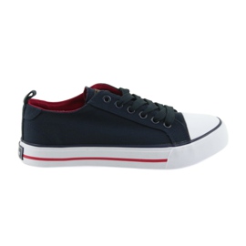 American Club marineblaue Sneakers mit Schnürung rot
